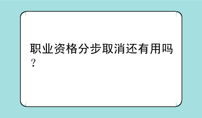 职业资格分步取消还有用吗？