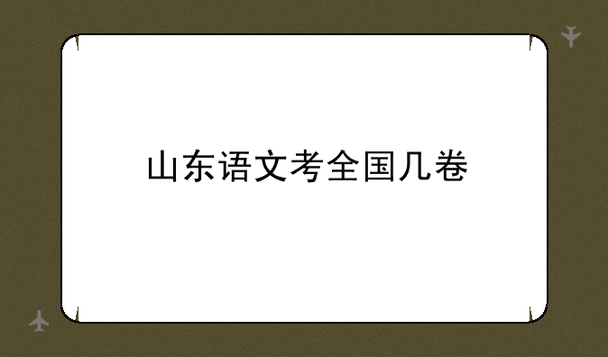 山东语文考全国几卷