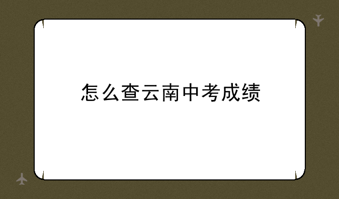 怎么查云南中考成绩
