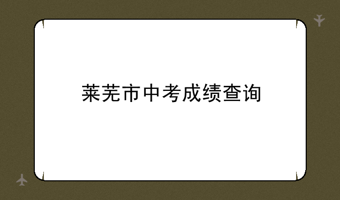 莱芜市中考成绩查询