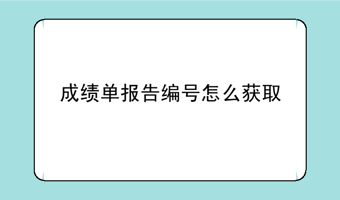 成绩单报告编号怎么获取