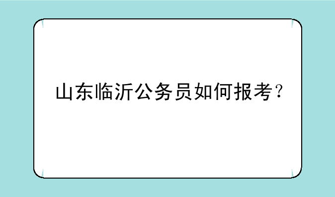山东临沂公务员如何报考？
