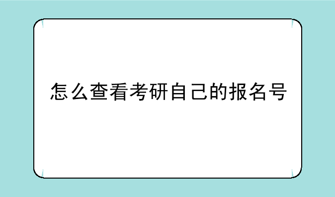 怎么查看考研自己的报名号
