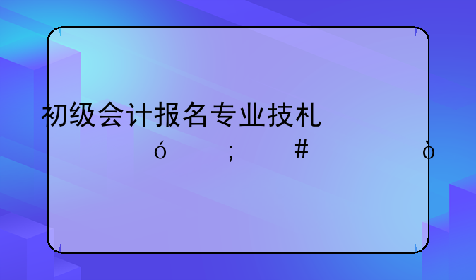 初级会计报名专业技术资格怎么填？