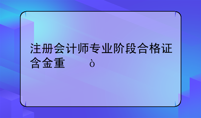 注册会计师专业阶段合格证含金量？