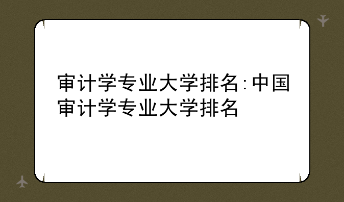 审计学专业大学排名:中国审计学专业大学排名